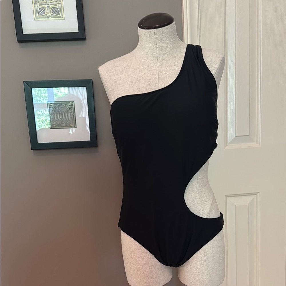 Sheridyn Swim Black One-Shoulder Cutout Swimsuit